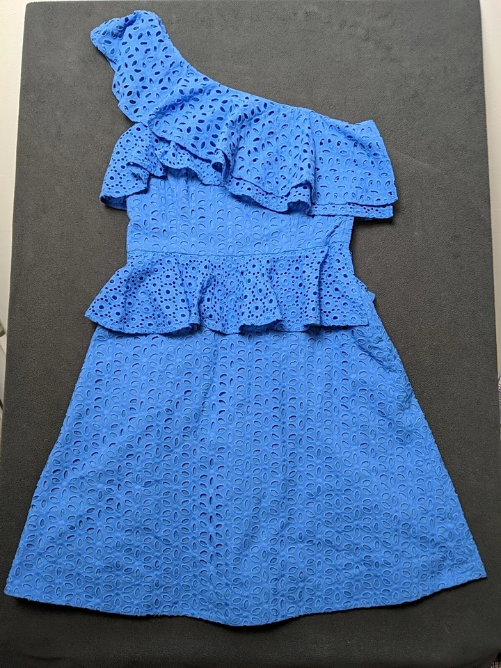 Lilly Pulitzer Josey Dress Coastal Blue Flower Petal Eyelet 6 001107