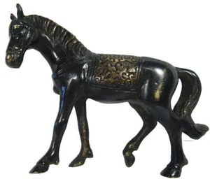 Tibetan Horse Sculpture Statue Figure Cast Brass 16 x 11 cm - Picture 1 of 11