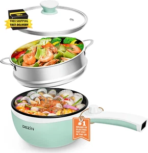 Hot Pot Electric with Steamer Upgraded, Non-Stick Sauté Pan, Rapid Noodles Elect - Picture 1 of 8