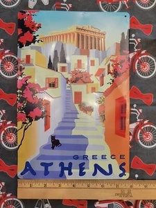 Athens Greece Metal Tin Sign Home Restaurant Decor Greek Pride  - Picture 1 of 3
