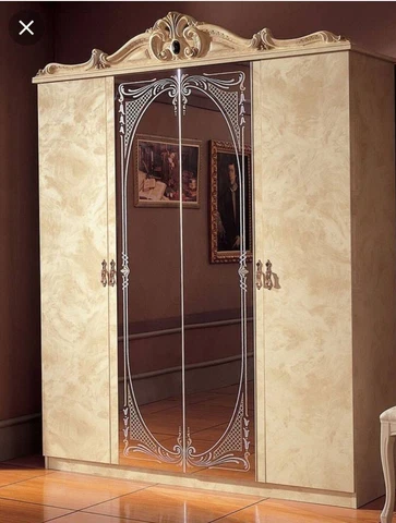 Fancy french wardrobe dresser closet cream beige with mirror Cover
