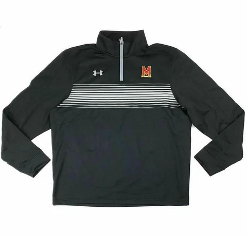 New Under Armour University Maryland 1/4 Zip Pullover Men's L Black $59 1273920 Cover