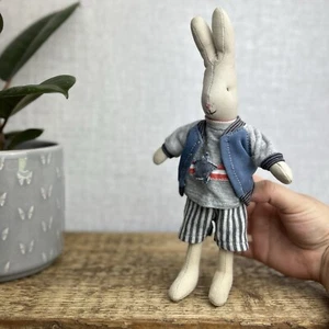 Maileg Mini Rabbit Boy With Clothing - Retired Rabbit Boy Collectible - Star Top - Picture 1 of 13