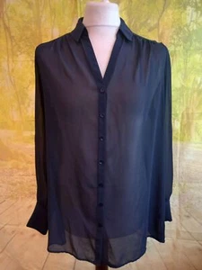 Monsoon navy blue pleated back sheer Shirt .UK women's size 18 - Picture 1 of 9