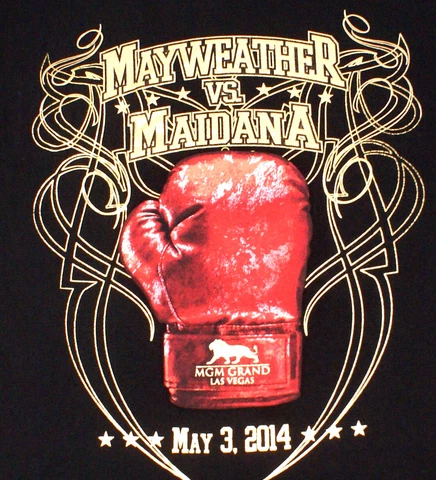 Mayweather VS Maidana T-Shirt Size Medium, Boxing Apparel, Gold/Metallic, MGM Cover