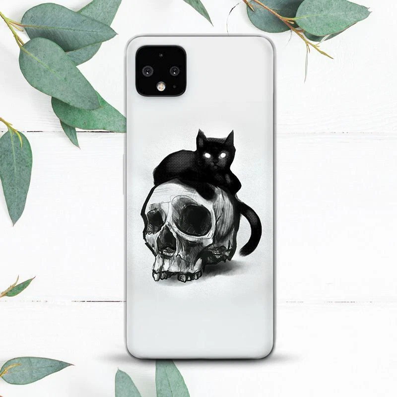 Black Cat Skull Goth Witch Animal Case For Google Pixel 2 3 4 4a 5 6 7 8 XL - Image 1 of 1