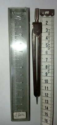 COMPASSO DIVISORE IN METALLO VINTAGE CON CUSTODIA NUOVO FONDO MAGAZZINO  R913 - Immagine 1 di 3