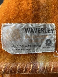 WAVERLY Pure New Wool Single Bed Blanket Caledonian Quality Orange Checked - Picture 1 of 6