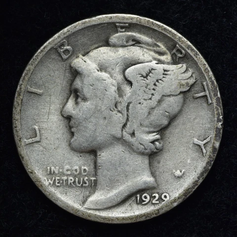 1929-S Mercury Silver Dime GOOD / VG FREE SHIPPING Cover