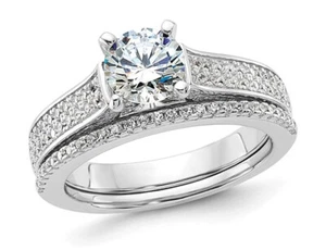 Sterling Silber Verlobung Braut Ehering Set mit Zirkonia (CZ) - Bild 1 von 5