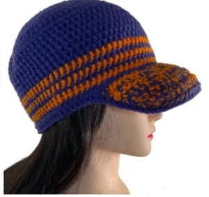 Gehäkelte Baseballmütze Sommermütze lila und orange Erwachsenengröße Handarbeit - Bild 1 von 8