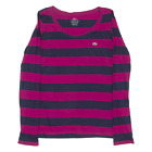 LACOSTE Striped Womens T-Shirt Pink Long Sleeve S