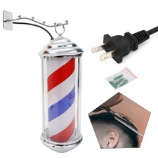 Barber Pole Light Led Red White Blue Stripes Rotating Hair Salon Shop Lighting