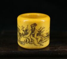 2.3 cm China Old wooden Ring antlers Beautiful woman pattern ring