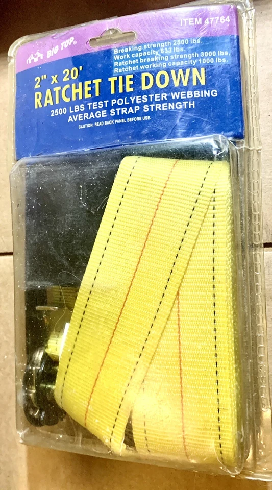 Gancho recubierto de vinilo con correa de amarre de trinquete de 20 pies X 2 pulgadas 2500 libras resistente Foto 1 de 4