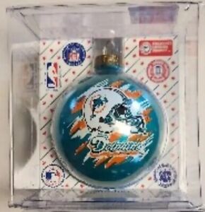 Miami Dolphins NFL Glass Christmas Ball Ornament Sports Collector Series NIB NEW