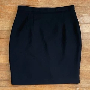 Vintage Black Crepe Skirt Size Medium 30" Waist 1990s Minimalist Straight Cut - Picture 1 of 5