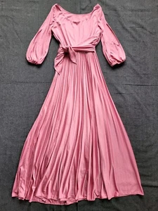 Vintage 70's Greek Goddess Dress Rose Pink Evening Gown Retro Size S/M - Picture 1 of 14