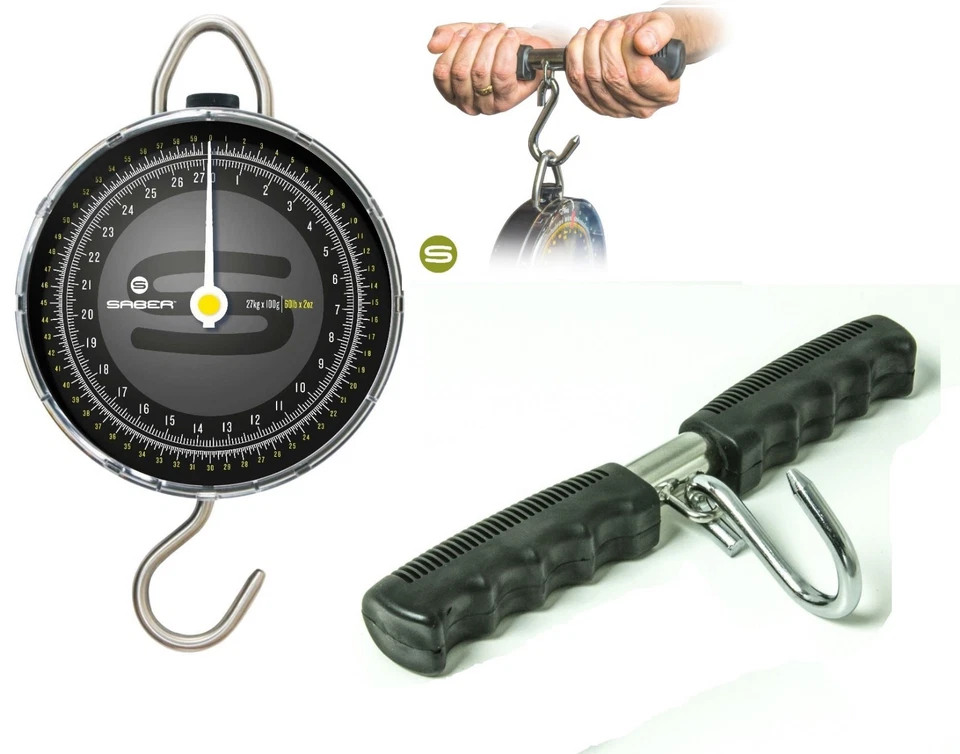 Saber Fishing Scales Dial Portable + Weigh Bar Hook Travel Carp Pike Sea Tackle - Image 1 of 4