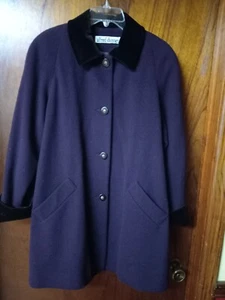 alfred dunner wool coat, Size 10 P. Merlot Is The Color Collar & Cuffs r Blk. - Picture 1 of 6