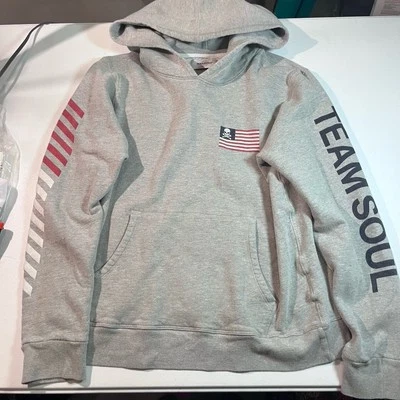 Soul Cycle Women's Small Hoodie Gray American Flag Skull - Image 1 of 4