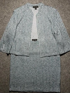 Traje chaqueta y falda punto tweed St.John talla 16 blanco, verde, azul - Imagen 1 de 20
