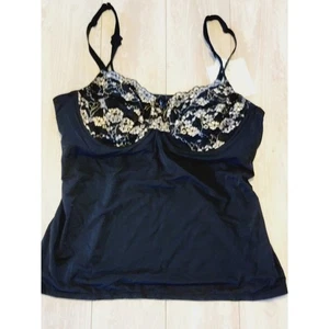 Amoena Intimates 38B Bra/Cami Slip Black Underwire Lace Cups Adj. Straps NWT - Picture 1 of 5