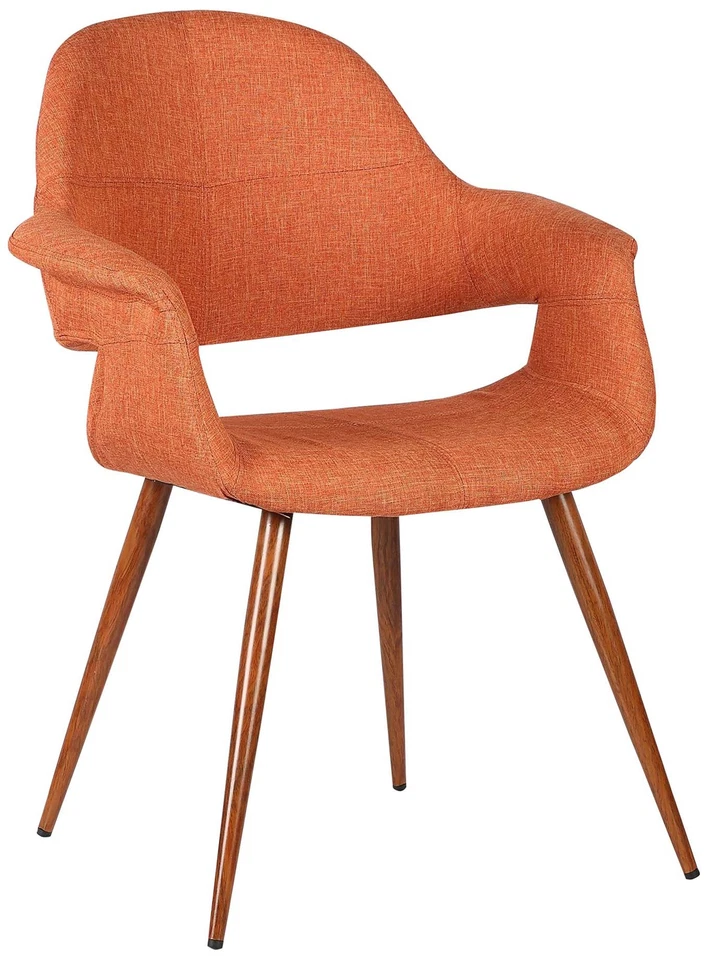 Silla de comedor Phoebe de tela naranja y madera de nogal Foto 1 de 1