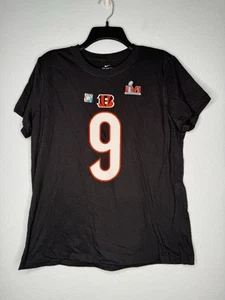 Nike Cincinnati Bengals T Shirt Womens Large #9 Burrow NFL Super Bowl LVI NWT - Picture 1 of 5