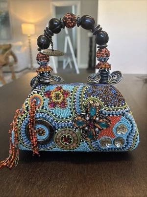 Vintage Mary Frances Blue Multicolored Beaded Purse - Image 1 of 3