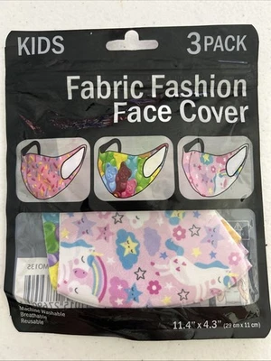 Fabric Fashion Kids Face Mask 3 pack Unicorn Gummy Bear & Sprinkles - Image 1 of 2