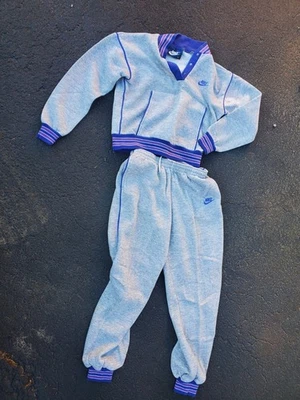 Винтажный винтажный спортивный костюм Nike 80-х с синим ярлыком в полоску с надписью Swoosh размер M  - Изображение 1 из 4