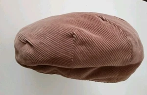 Vintage Corduroy Flat Cap Paperboy Mens Womens Light Brown Beige Size L VGC - Picture 1 of 4