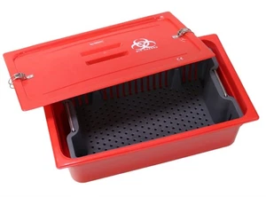 HealthMark SST-2136 Soaking Tray Red with Latch 21" x 13 x 6" - NEW - Picture 1 of 2