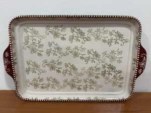 TEMP-TATIONS Floral Lace Grün 14" Rechteckiges Serviertablett Temptations - Bild 1 von 7