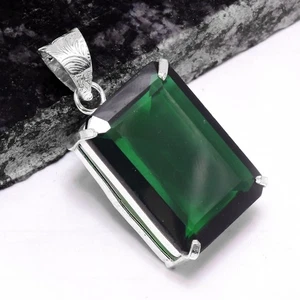 Lab-Created Emerald Ethnic Handmade Gift Pendant Jewelry 1.8" P-405 - Picture 1 of 1