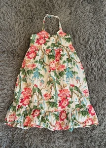 Janie and Jack Dress Girls Size 6 White Multi Bird Floral Midi Sleeveless Summer - Picture 1 of 11
