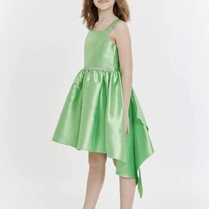 BONNIE JEAN Green Mikado High-Low Bow Back Jewel Waist Dress - Picture 1 of 9