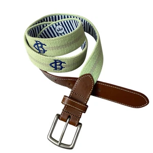 Peter Millar Crown Canvas Leather Canoe Brook CC Embroidered Golf Belt Size 40 - Picture 1 of 7