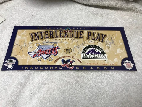 Interleague Play COMMEMORATIVE Giveaway Anaheim Angels Colo Rockies 1997 Signed Cover