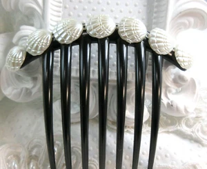 Seashell French hair comb, Office Beach Wedding Mermaid Shell hair comb black - Picture 1 of 12