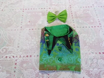 male dog shirt w/bowtie,St. Patrick's, shiny shamrocks,Small*(read size details) - Image 1 of 4