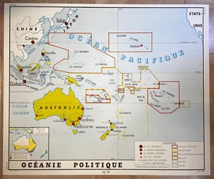 SOUTHEAST ASIA OCEANIA PACIFIC SETTLEMENTS & DENSITY c. 1950 LARGE WALL MAP - Picture 1 of 6