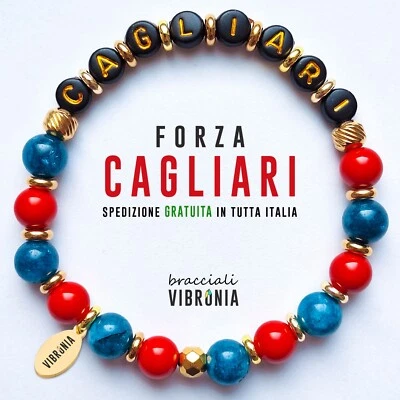Bracciale CAGLIARI 💙❤️ Pietre Naturali - Braccialetto Perle Squadra Calcio Uomo - Immagine 1 di 4