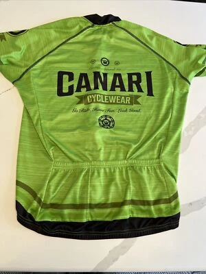 Canari 自行车服 绿色拉链 Bycycle 赛车衬衫 背面口袋 — 第 1/4 张图片