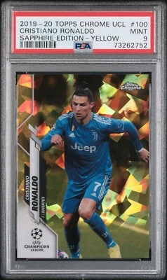 Cristiano Ronaldo 2019-20 Topps Chrome UCL Sapphire Yellow /99 PSA 9 #100  - Image 1 of 4