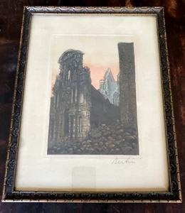 Vintage Antique Destroyed Church Pencil Signed - Picture 1 of 3
