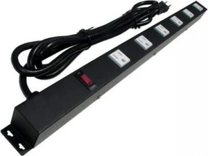 24" Metal Power Strip with 6 Outlets, Surge Protected EPS-2069 - Picture 1 of 3
