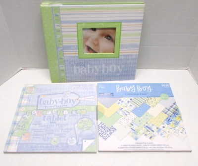LOT - SWEET BABY BOY Photo Album 8"x8" postbound & 2 PAPER PADS - Image 1 of 4