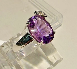 New 14kt Gold Large Oval AMETHYST w/genuine Diamond Ring - Picture 1 of 2